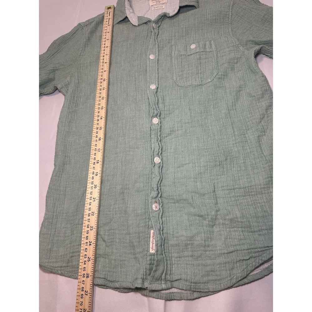 Weatherproof Vintage Mens Medium Green Double Layer Cotton Gauze Button Shirt - Picture 2 of 7